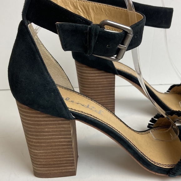 SPLENDID Black Suede Jakey Ankle Strap Block Heel Sandals 10 sexy party cocktail - Picture 3 of 15